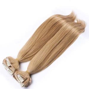 China Brazilian Straight Clipped In Hair Extensions Golden Blonde For Woman wholesale