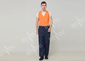 China Double Stitching Safety Work Clothes High Visable Orange Jacket Bib Pants Suit wholesale