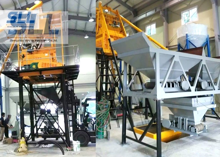 High Layout Flexibility Compact Concrete Batching Plant With Electric Pulse De Duster