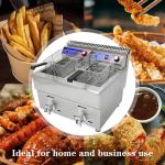220V Double-tank Gas Deep Fryer Machine for Fast Food Restaurant Stainless Steel