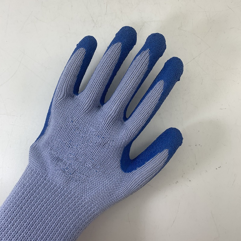 Hi Vis Safety Gloves Latex Acrylic Terry Brushed Glove Blue Latex Palm Coated Gloves