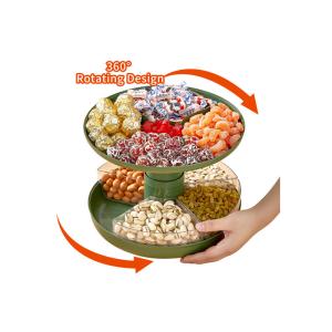 China Double Layer Foldable 360 Degree Rotating Food Tray Spinning Storage Tray wholesale