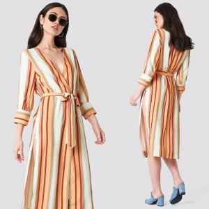 China 2018 Striped Kimono Multicolor Women Autumn Dress on sale