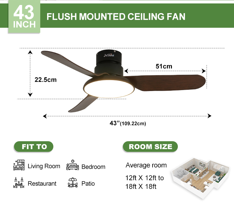 Metal Material Ceiling Fan with Low Noise DC Motor and Air Conditioning LED Lighting