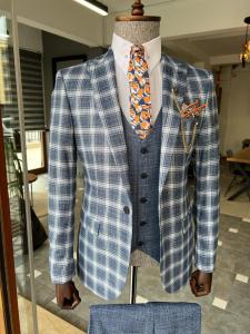 China Plaid Striped 3 Piece Tuxedo Suit wholesale