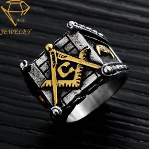 China Stainless Steel Antique Men'S Masonic Ring wholesale