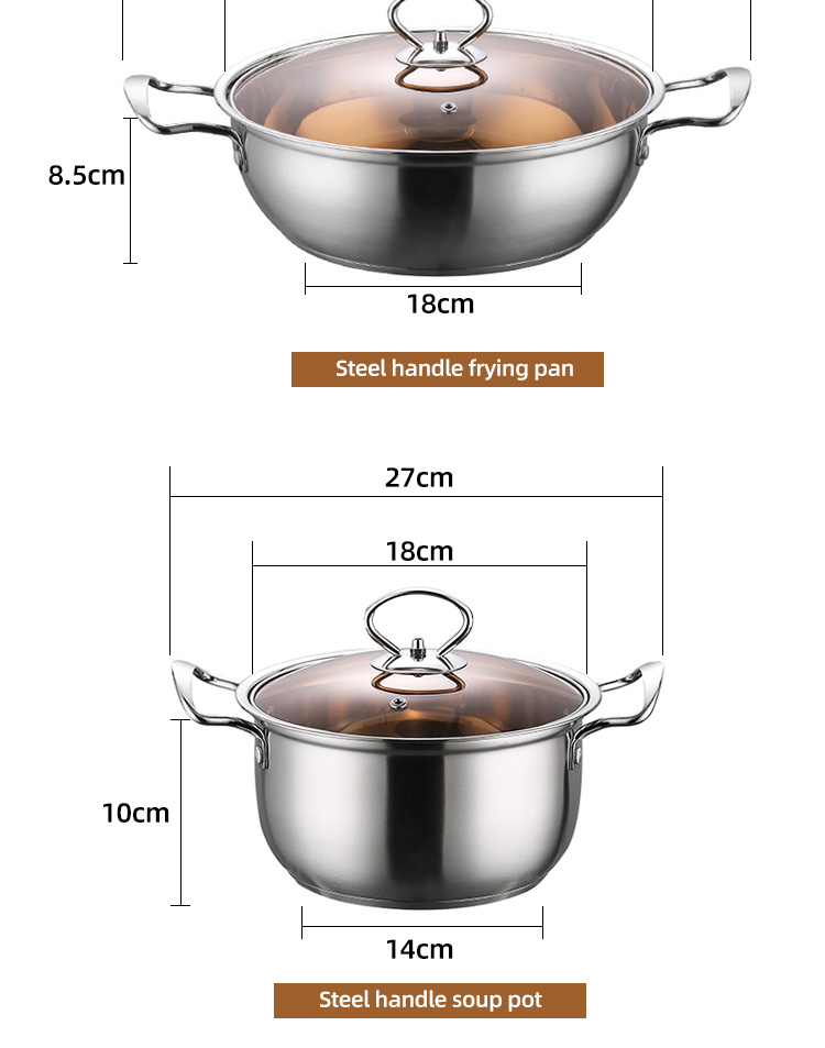 Amazon TOP Seller 6 PCS Flat Bottom Cooking Pot Sets Sauce Pan Soup Pot Frying Pan Sets For Kitchen