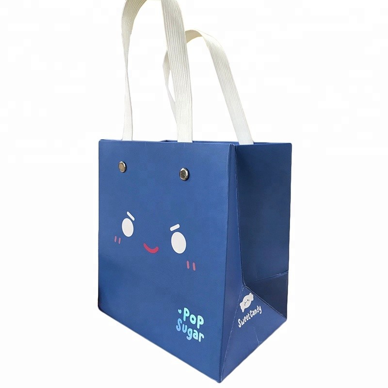 Delicate Small Foldable Paper Bags , Cardboard Gift Bags Eco Friendly