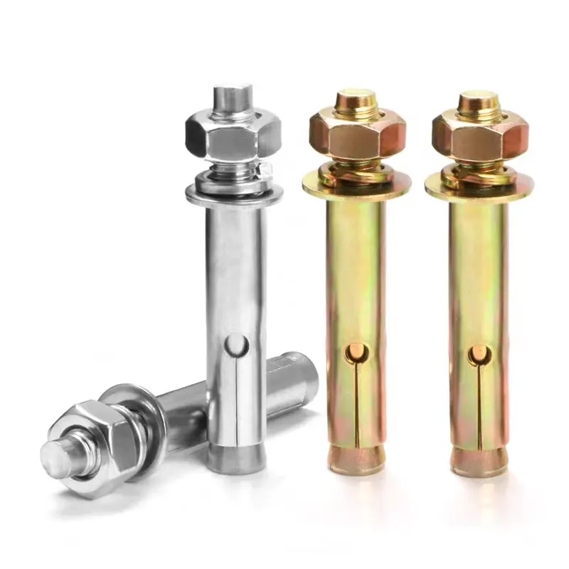Metal Expansion Screw Yellow Zinc Plated High Carbon Steel Sleeve Anchor Bolts